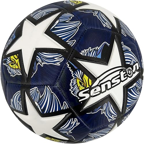 Miniatura 5 de Senston Balón de fútbol para niños y adultos, color negro, talla 5, pelotas de fútbol oficiales con bomba