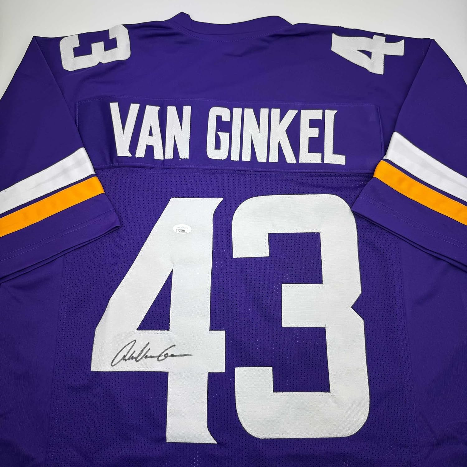 Autographed/Signed Andrew Van Ginkel Minnesota Purple Football Jersey JSA COA - Image 2