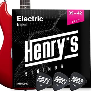 Extra Light Electric Guitar Strings 09-42 - Easy On Fingers & Excellent Sound - Extra E-1 String & 3 Picks Free - Perfect For Blues Jazz Metal - 9 Gauge Guitar Strings Electric 6 String Set
