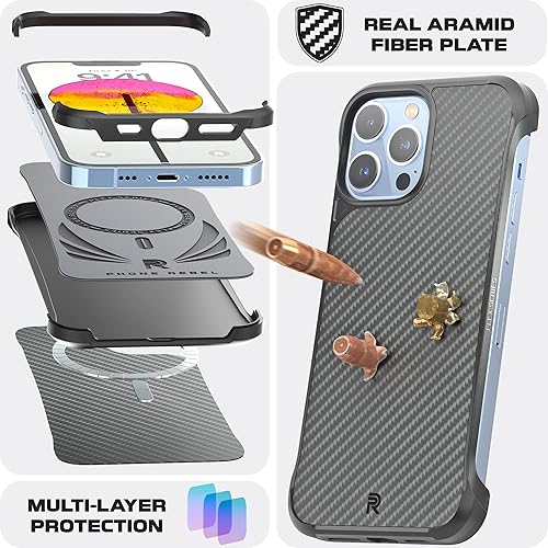 Miniatura 4 de REBEL Funda para iPhone 13 Pro Max Serie Flex Lados expuestos para mayor comodidad, fibra de aramida, fuerte compatible con MagSafe, esquinas