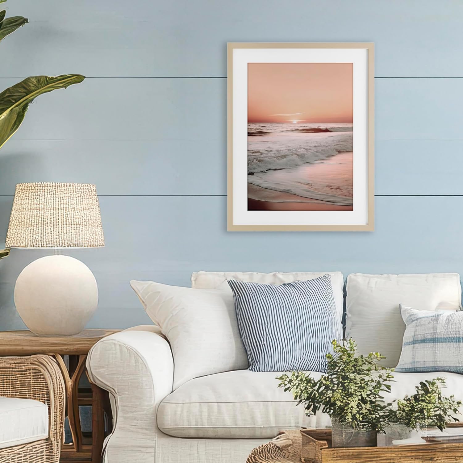 Stupell Industries Apricot Beach View White Framed Print Under Glass, design by Decent Exposures, 23 x 17