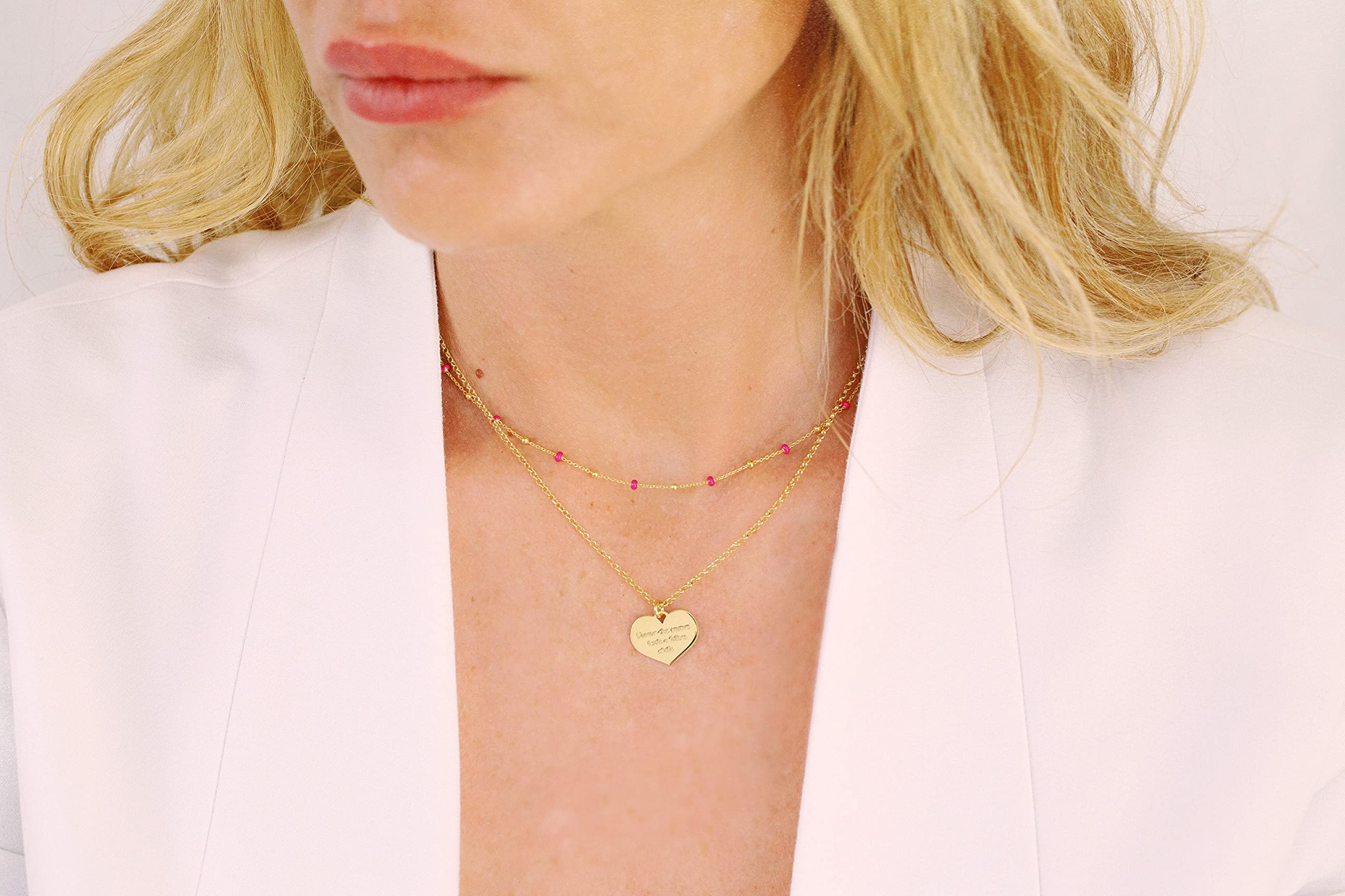 Collana con ciondolo a forma di CUORE, incisioni gratuite, in argento 925 anallergico.