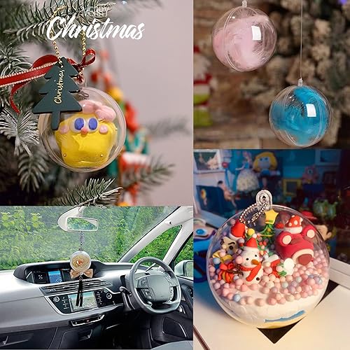 Miniatura 7 de Gddochn 25 adornos rellenables de plástico transparente, bolas de adornos de plástico transparente acrílico, molde de bomba de baño para Navidad,
