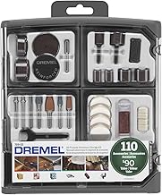 Dremel 709-02 Kit de Accesorios de Herramienta Rotatoria Multipropósito de 110 Piezas- Incluye una Punta de Tallado, Tambores de Lijado, Piedras de Rectificado, Discos de Corte y un Estuche de Almacenamiento, Gris