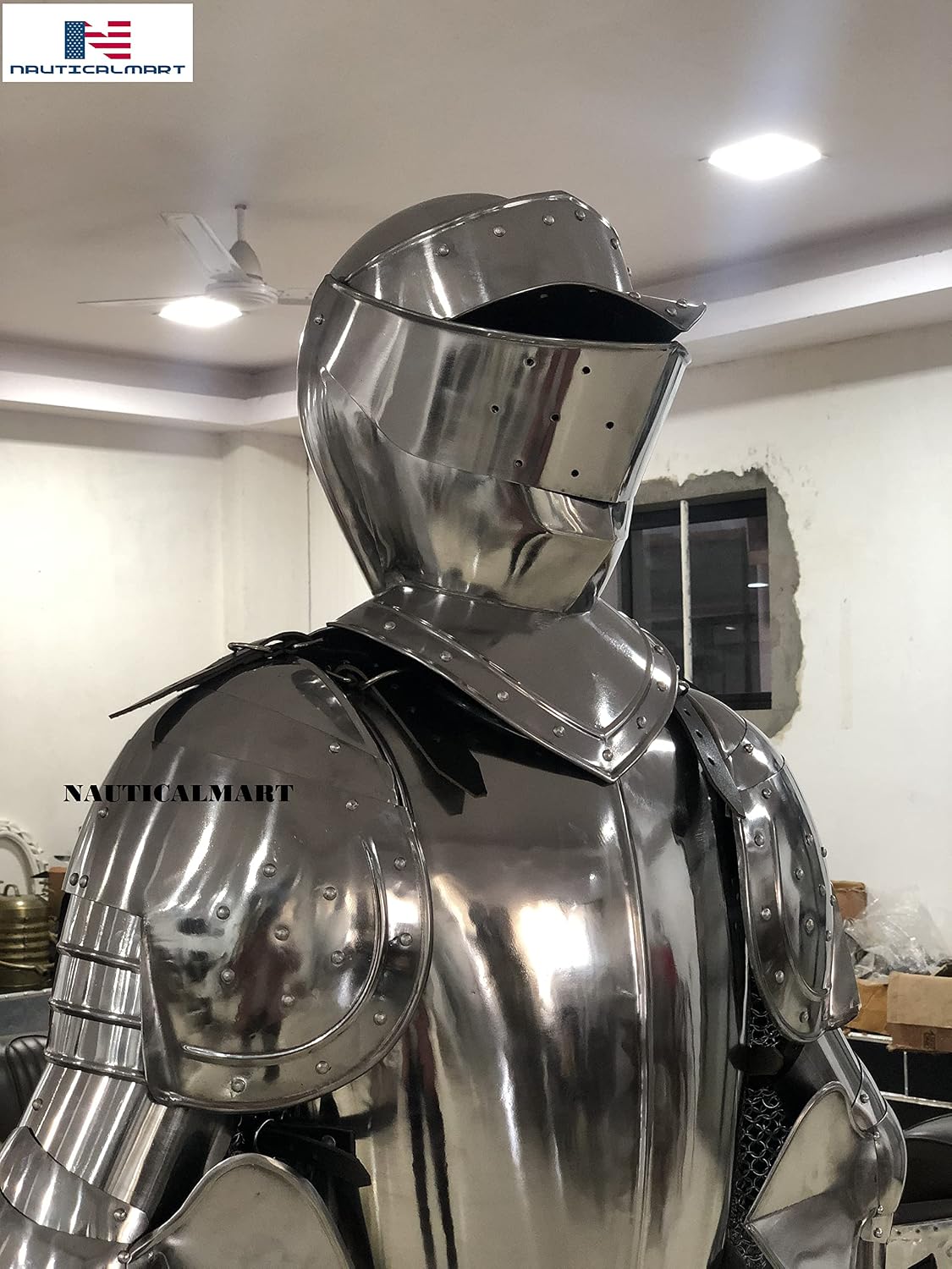 Nautical-Mart Knight Suit of Armor Medieval Reenactment Wearable Metallic One Size Halloween Costume