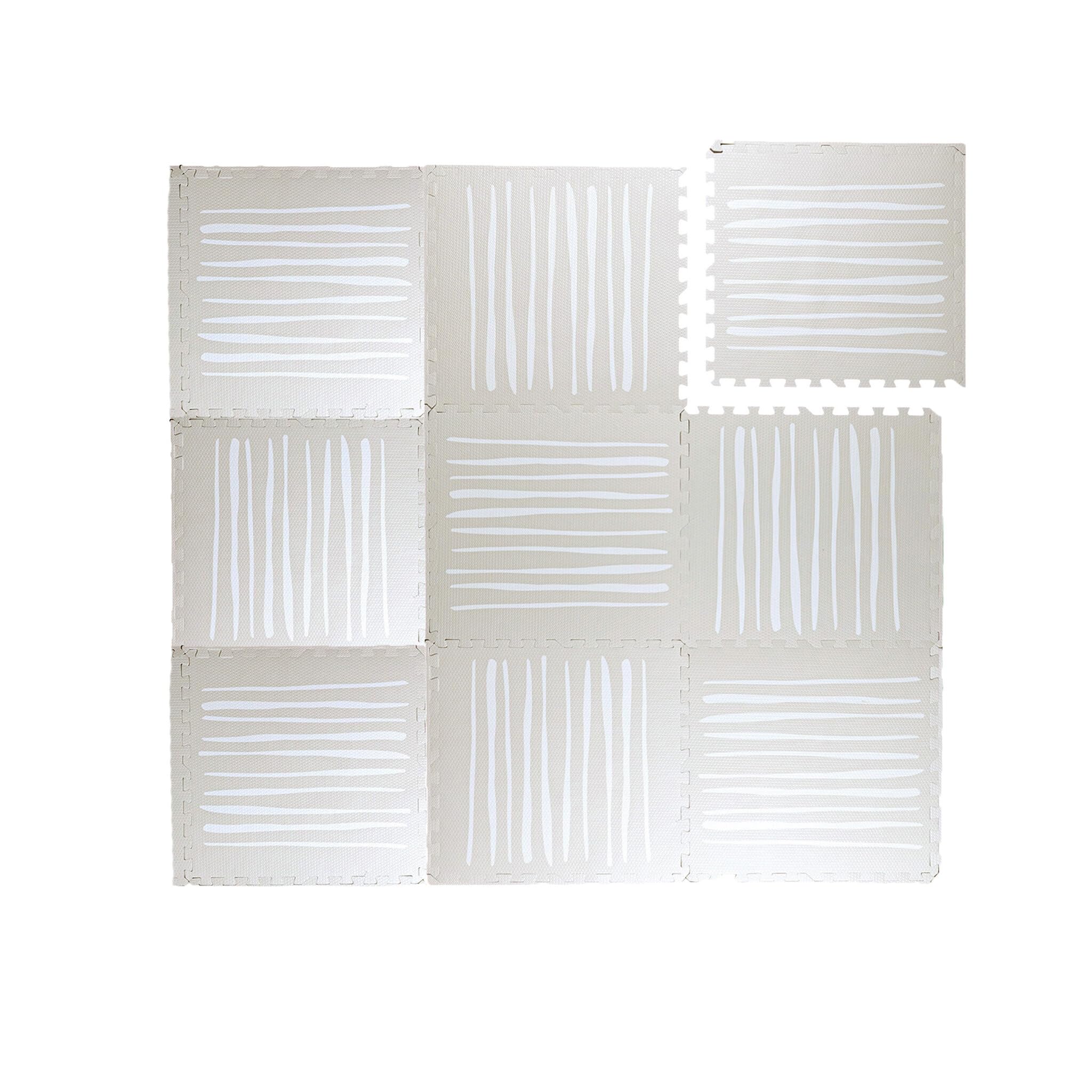 FRAAI | Home & Living Mata piankowa Puzzle - Alfie XL Stripes Szara/Beżowa - Pianka EVA - - Dywan