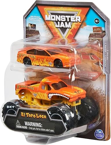 Miniatura 5 de Monster Jam Paquete de 2 camiones monstruos a escala 164 oficiales de escala 164 El Toro Loco