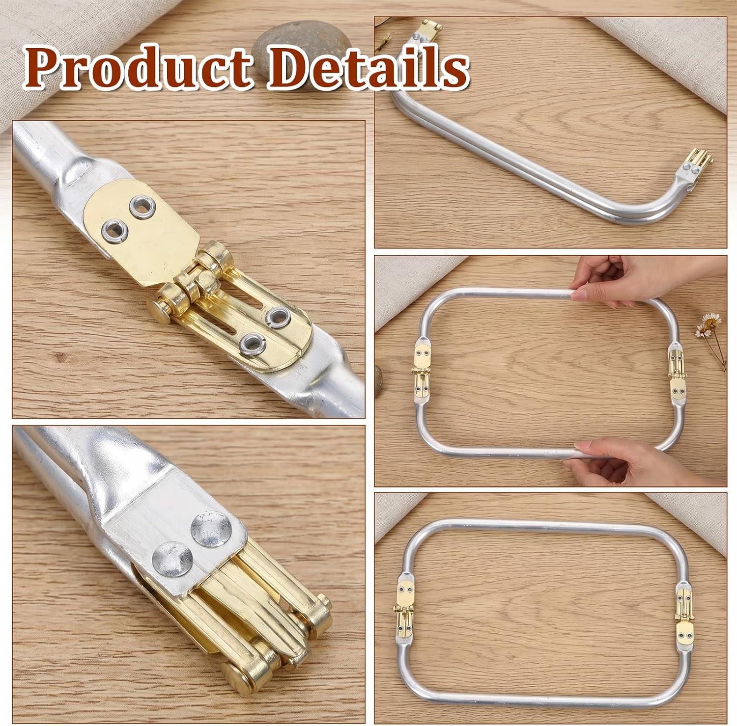 2 Pcs Metal Purse Frame, 10" Purse Frames for Bag Making Kiss Lock Clasp Rectangle Lock Frame Purses Hardware Replacements for DIY Purses Handle Bag Making Sewing Craft Carpet