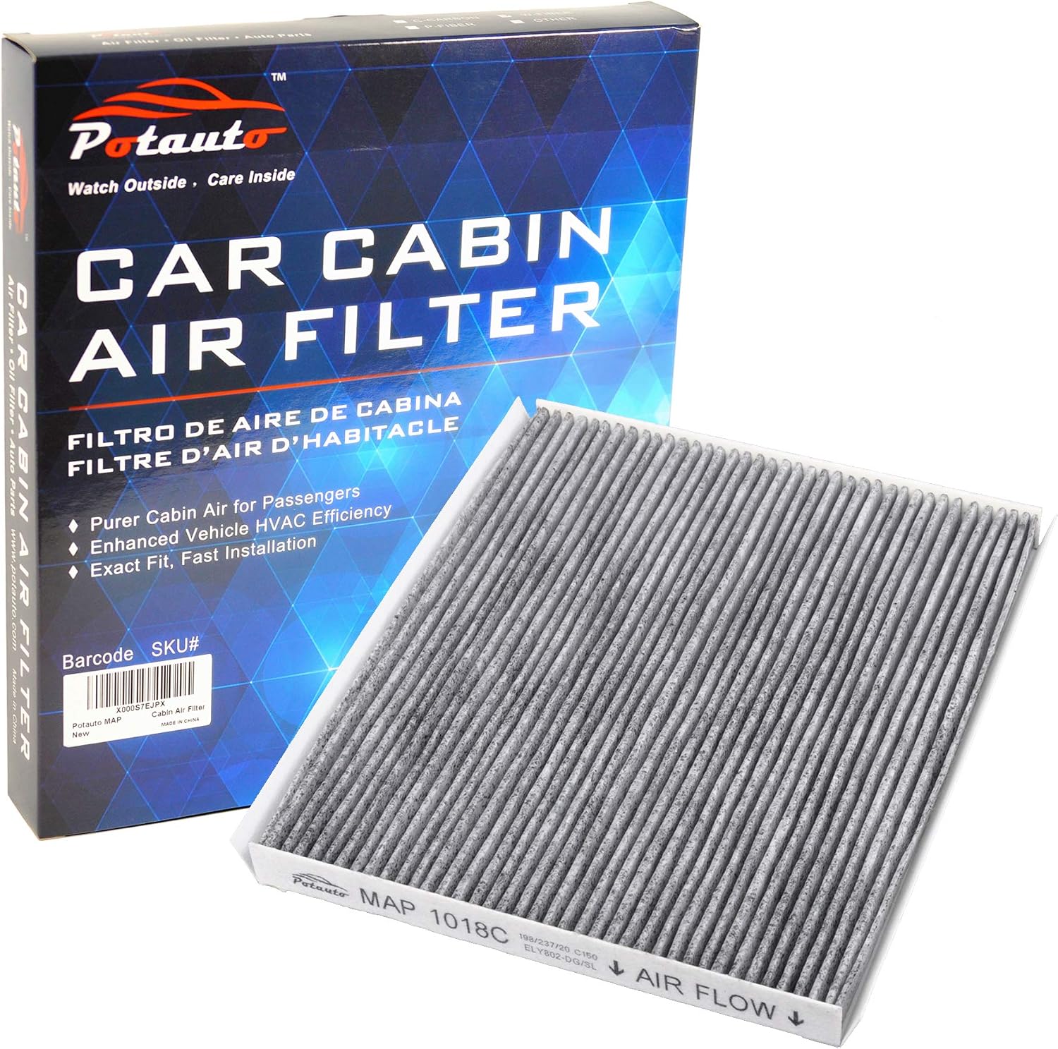 POTAUTO MAP 1018C (CF10728) Activated Carbon Car Cabin Air Filter Replacement for HYUNDAI ACCENT ELANTA COUPE GT, KIA FORTE KOUP FORTE5 RONDO