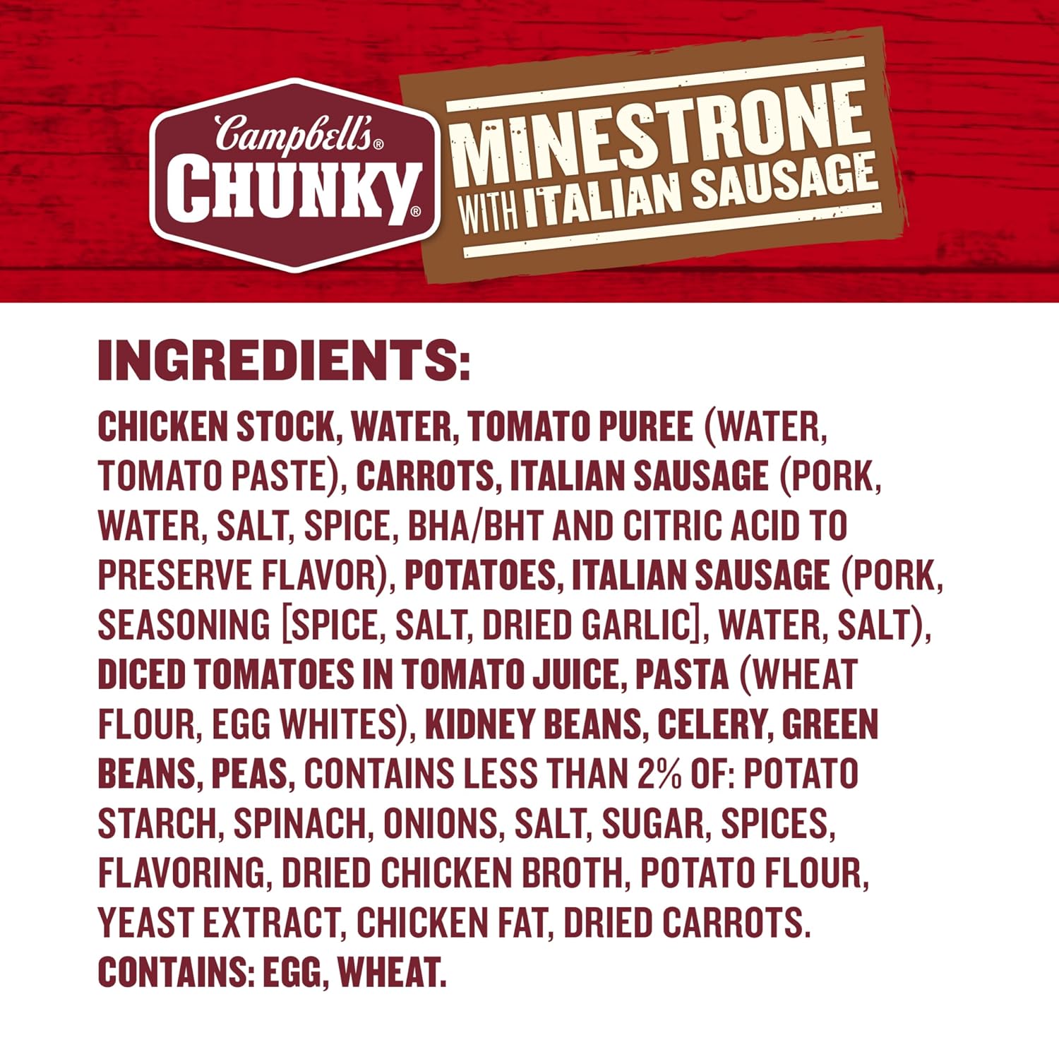 Campbell’s Chunky Soup, Minestrone With Italian Sausage Soup, 18.8 Ounce Can (Case Of 12)
