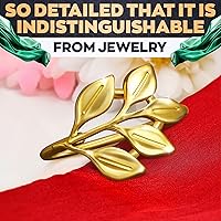 Vista 7 de Juego de 20 servilleteros dorados – Servilleteros de Pascua se adaptan a varios estilos de servilletas, reutilizables, elegantes diseño de hoja