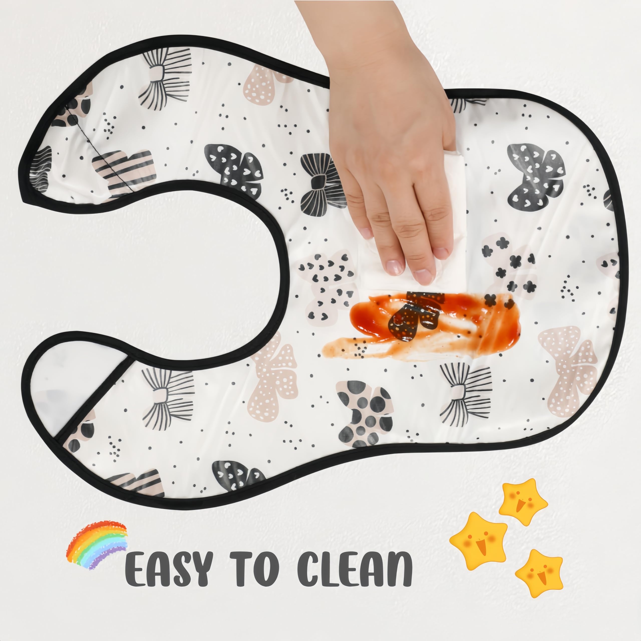 norinori Wasserdichtes Lätzchen für 6-48 Monate Boys & Girls - Kurzarm Schürze mit Eingebauter Tasche