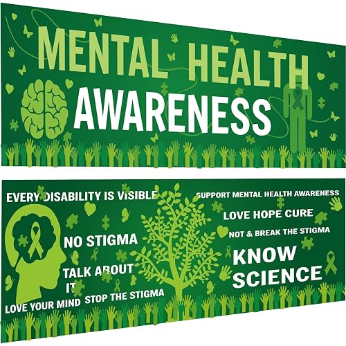 2PCS Mental Health Awareness Banner 48 x 17 In Backdrop