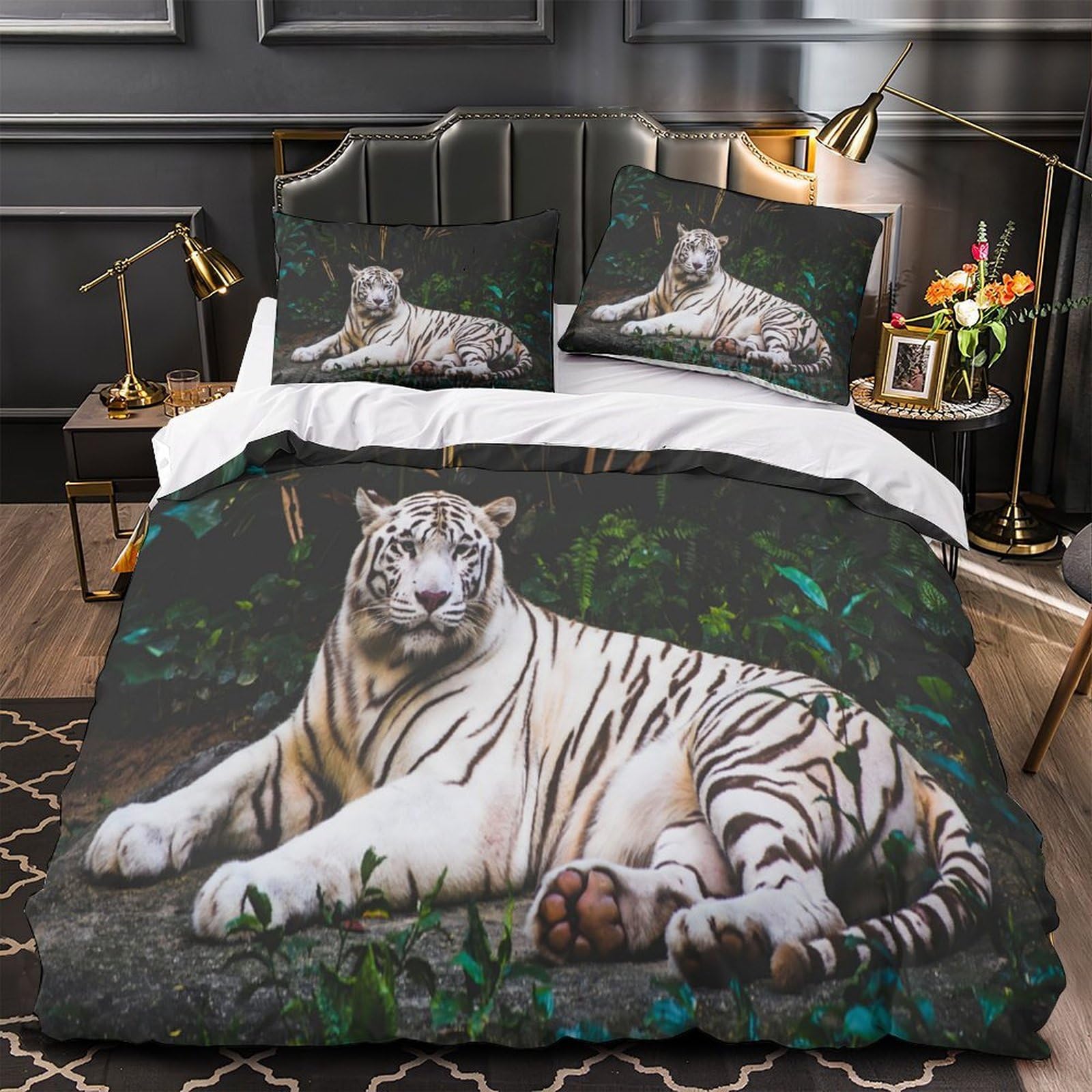 Linge de lit tigre blanc pour chambre d'ado : créez un décor sauvage et cocooning en 140x200