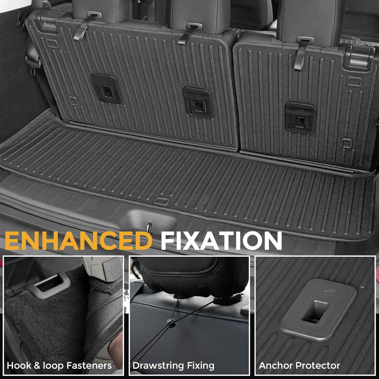 Cargo Mat for 2022-2025 Nissan Pathfinder 7/8 Passenger Accessories, Full Coverage All Weather TPE Protector Cargo Mat with Backrest Mat Trunk Mat Cargo Liner for Nissan Pathfinder Accessories