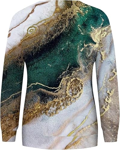 Miniatura 3 de Kenvina Sudaderas para mujer, cuello redondo, blusas estampadas, camisetas ligeras, casuales, de manga larga, holgadas