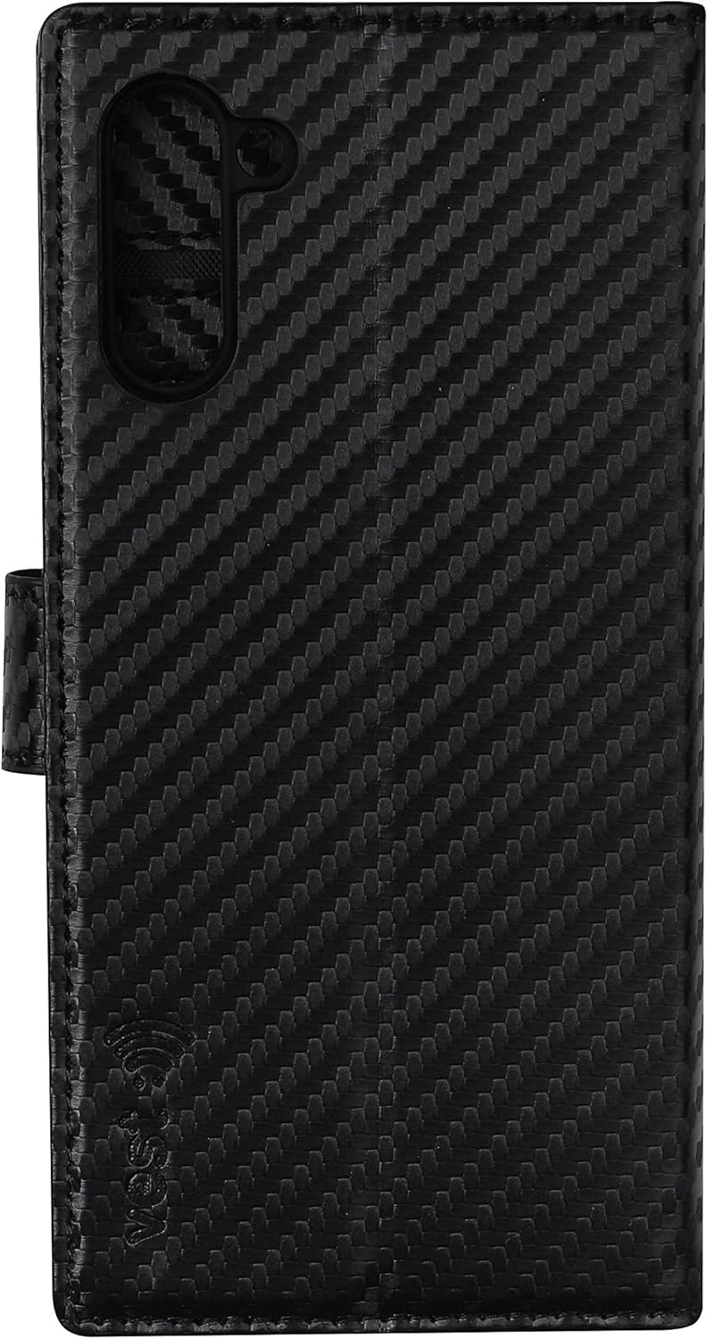 VEST Anti Radiation Wallet & Phone Case - Compatible with Samsung Galaxy Note 10 - Certified EMF & RFID Protection + Drop & Impact Protection, 98% Less Radiation (Black)