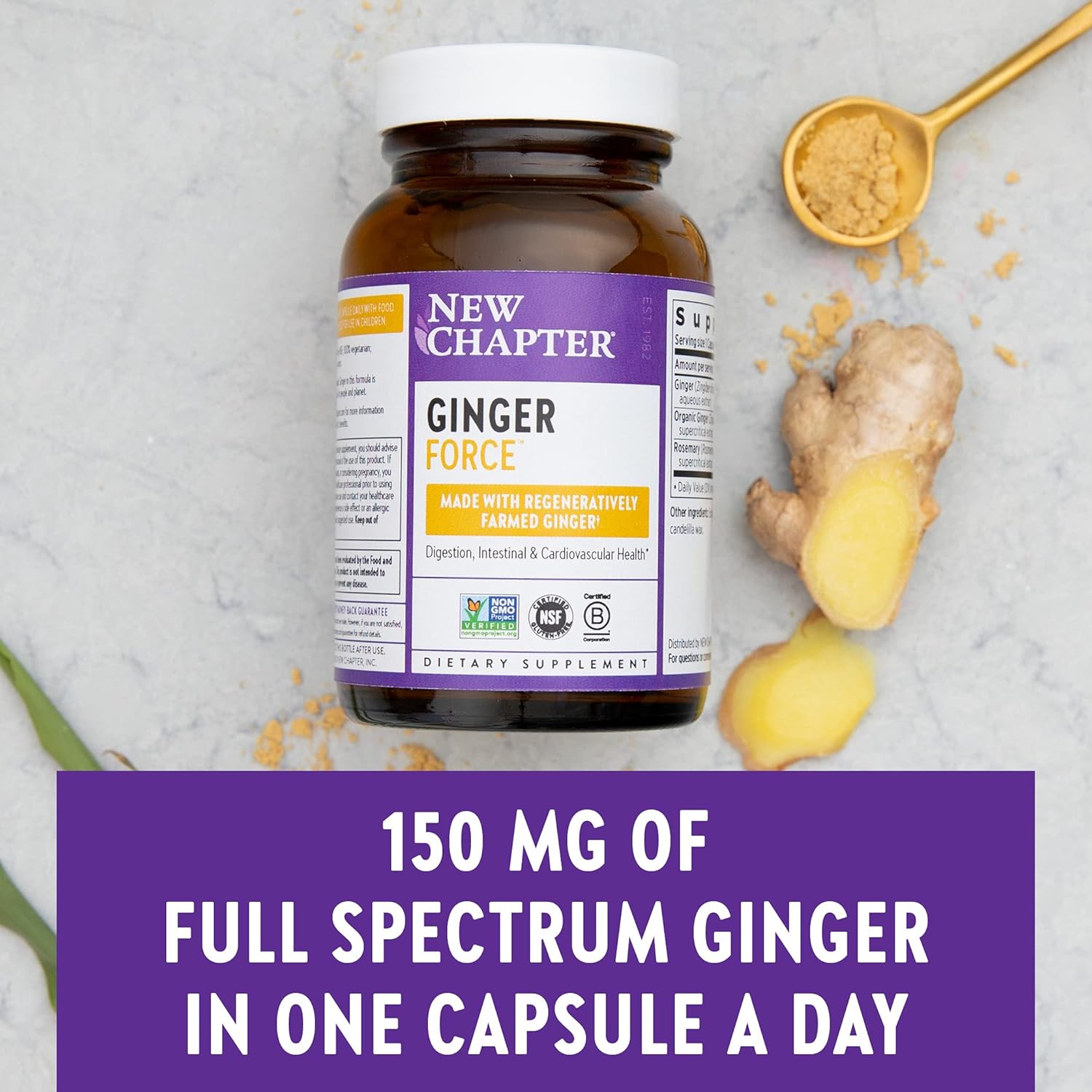 New Chapter Supercritical Organic Ginger Supplement Force + Non-GMO Ingredients, 30 Count : Health & Household