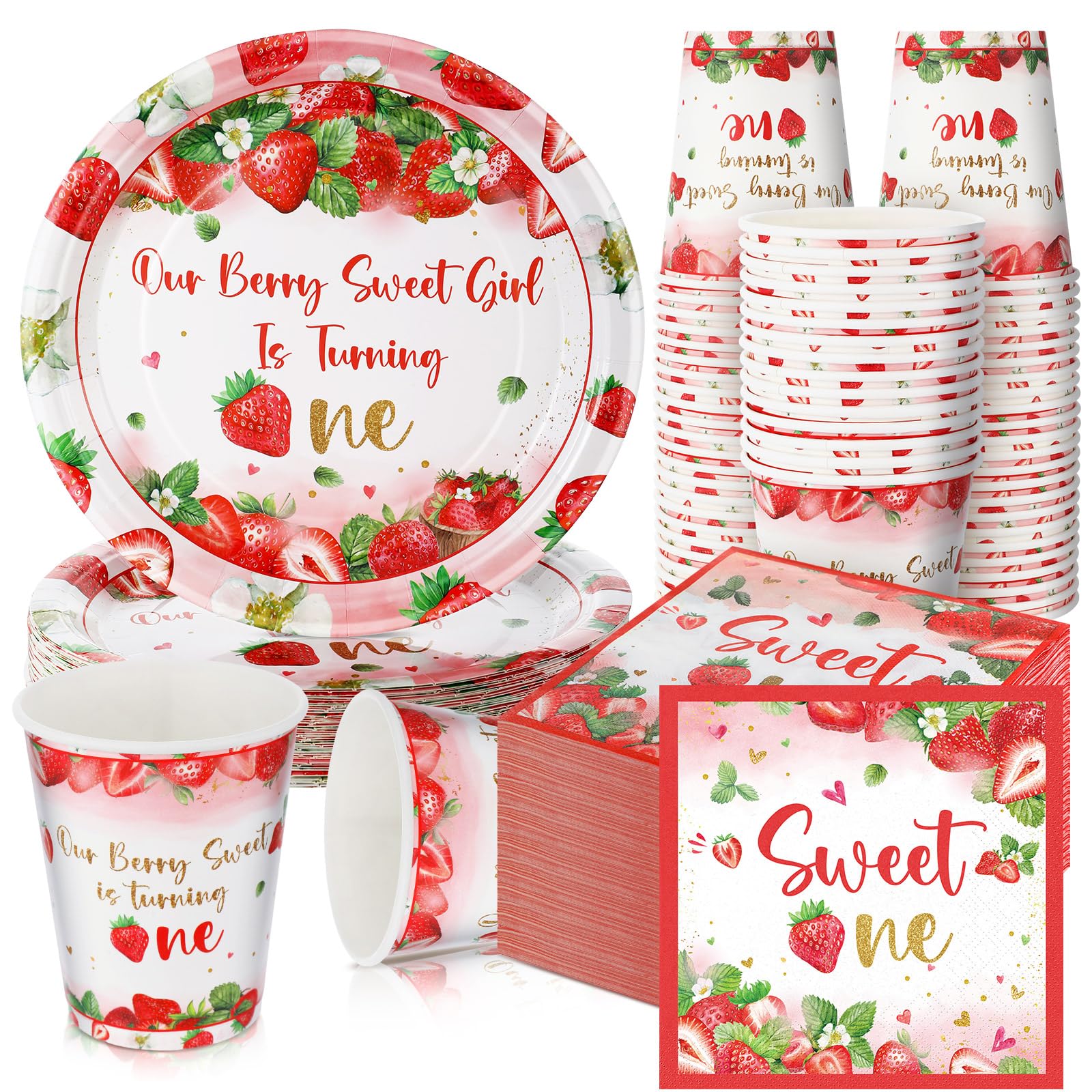 Assiettes en carton jetables fraise anniversaire Lot de 200 pour baby shower