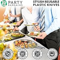 Vista 82 de Party Bargains Disposable Plastic Black Gold Cutlery Set, Infinity Modern Design Utensils, 40 Pack: 16 Forks, 8 Knives, 16 Spoons
