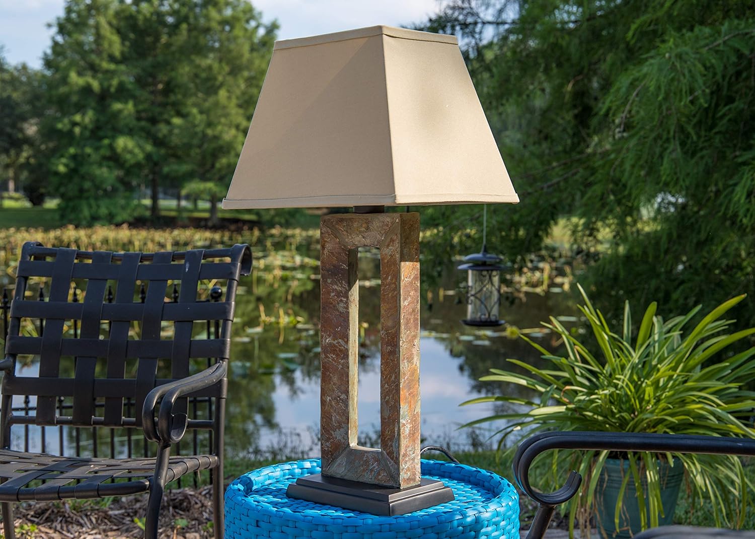 Buy 1 get 1 Kenroy Home Rustic Outdoor Table Lamp ,31.75 Inch Height, 16 Inch Length, 13 Inch Width with Natural Slate