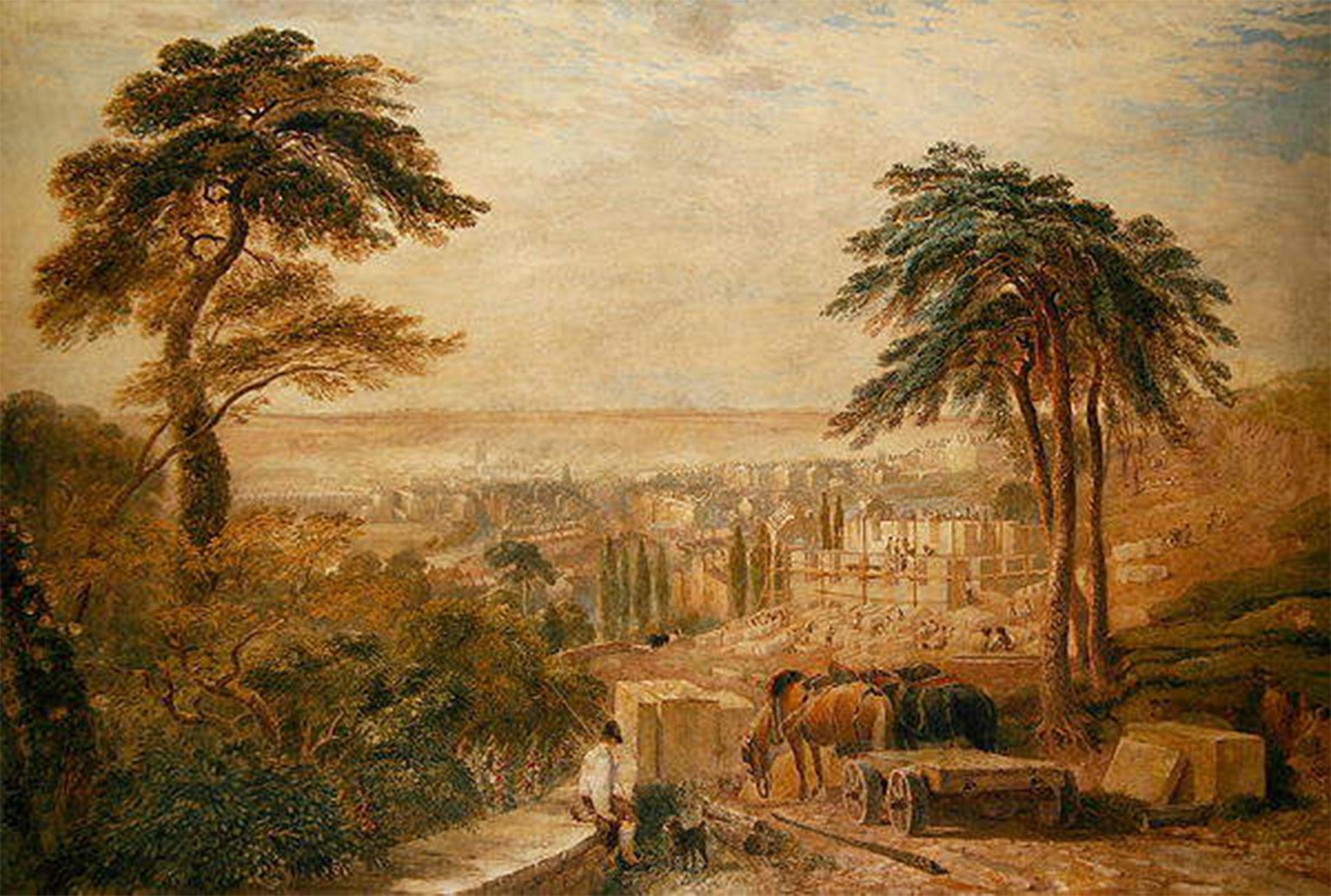 ARTXLXXBN Famous Print Painting Colorful Art Print View Over a Town by David Cox Canvas Art Decorations for Home Decor 60x90cm