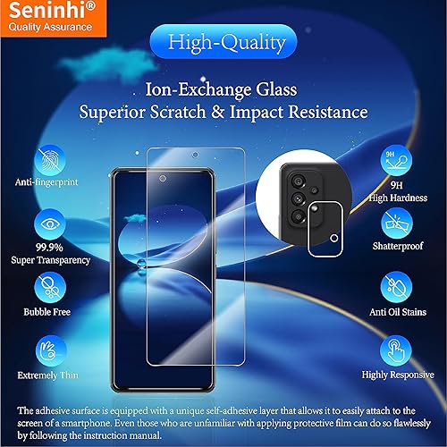 Miniatura 2 de Paquete de 3 + 3 protectores de pantalla para Galaxy A53 5G + 3 protectores de lente de cámara, protector de pantalla de vidrio templado Galaxy A53