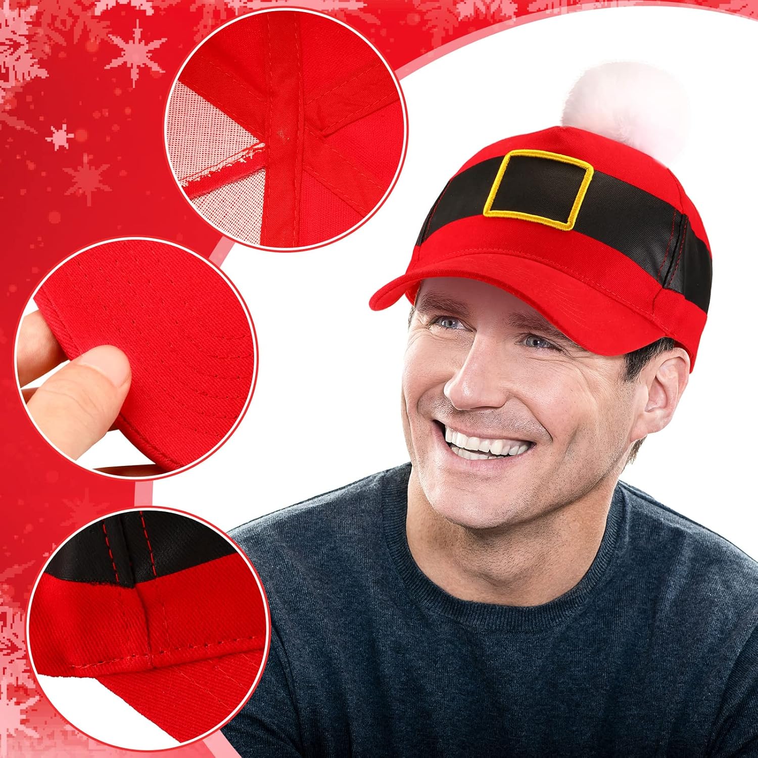 Kenning Christmas Hat Baseball Cap Funny Adjustable Santa Hats Adult Reindeer Caps Ugly Sweater Hat for Men Women Holiday - Image 4