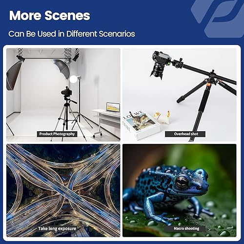 Miniatura 8 de Fotopro Trípode Horizontal de Fibra de Carbono, Trípode de Cámara de 75 Pulgadas con Cabezal de Bola de 360 Grados Placa de Liberación Rápida para