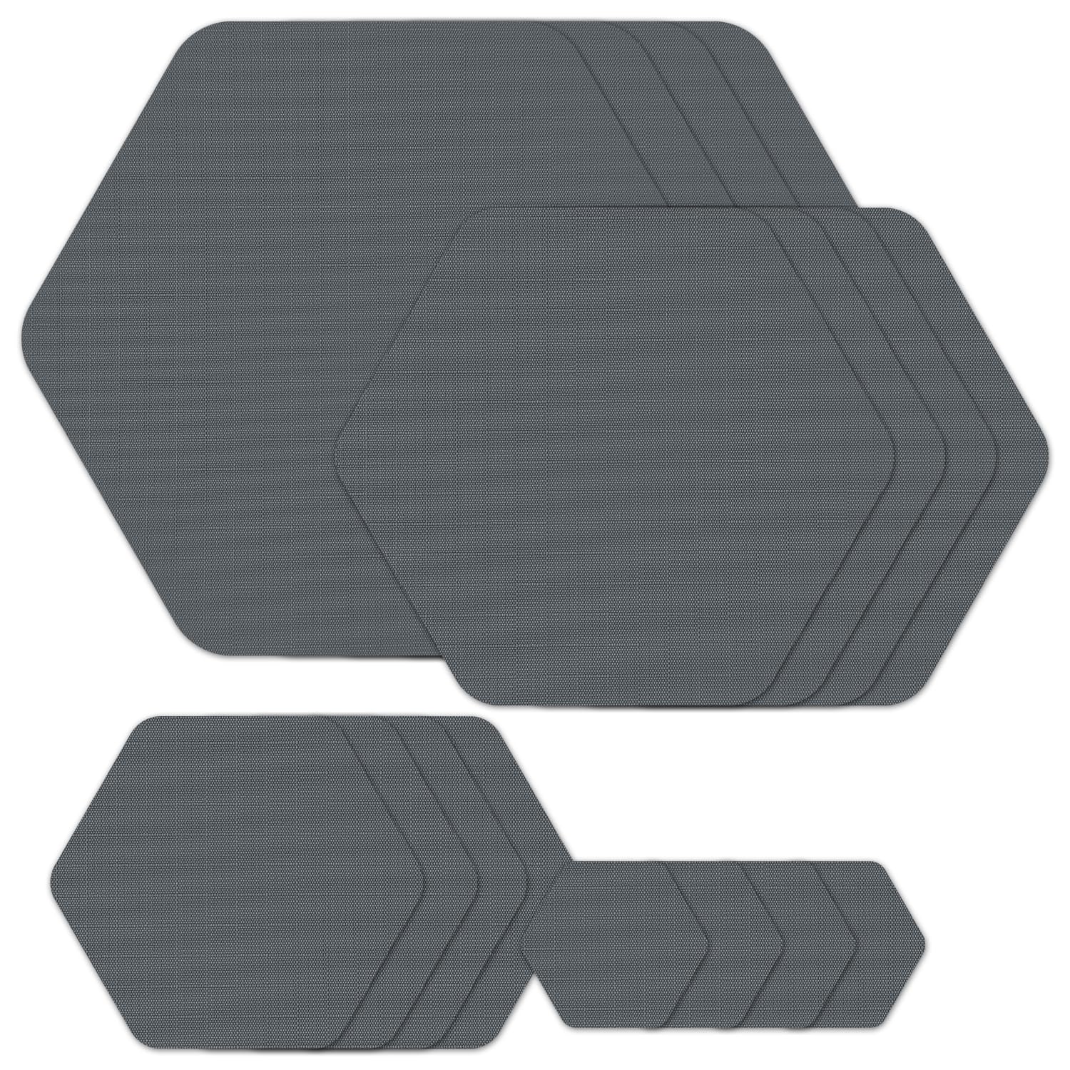 GYGYL Down Jacket Repair Patches, Self-Adhesive Waterproof Nylon Repair Patches for Jackets, Tents, Outdoor Gear and Technical Fabrics, Hex Shapes-16Pcs, Dark Gray