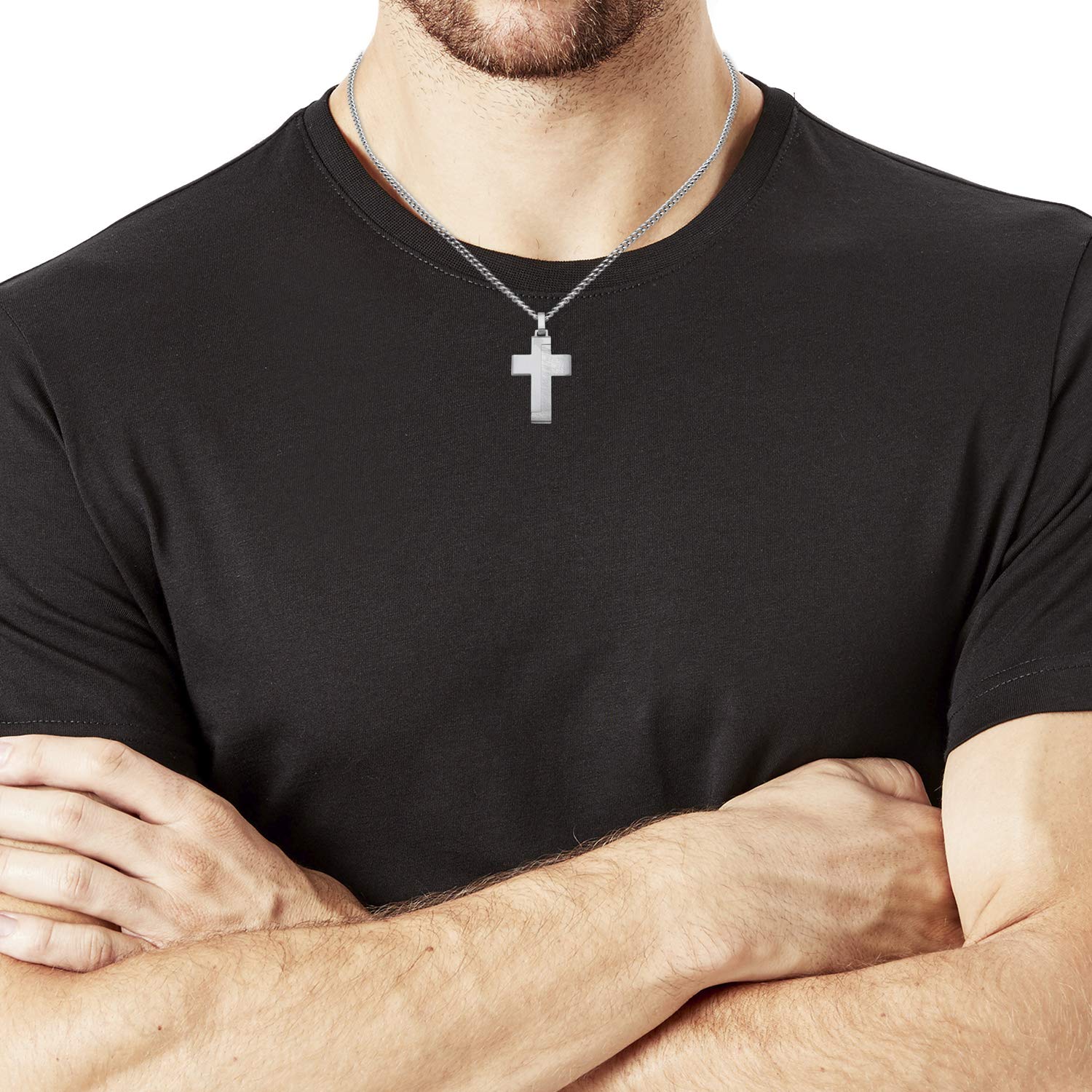 S.Oliver Da Uomo Gioielli – Collana In Acciaio Inossidabile Con Ciondolo Croce – Classico, Senza Tempo E Marcato – Perfetto Idea Regalo