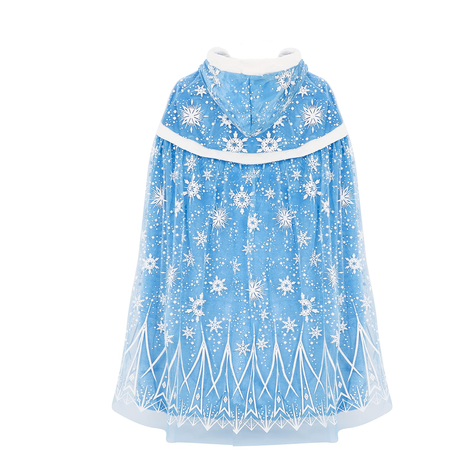 XEPST Mantello Principessa Bambina, Costume Principessa con Cappuccio Mantello Blu Della Principessa Accessorio Scialle Cape Ragazze da Costume Halloween Carnevale Cosplay Festa Compleanno Regalo