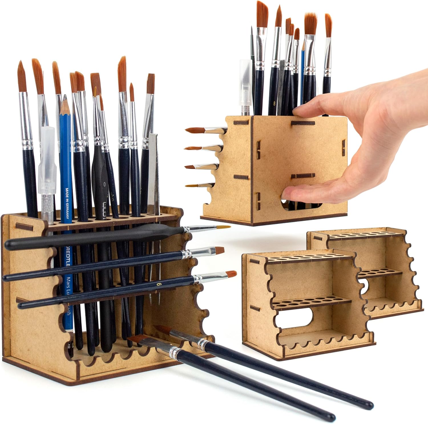 PROSCALE 2x Brush Holder & Tool Organizer for Hobby, Miniatures & Art, Tabletop Paint Station Accessory for Brushes, Hobby Tools and Small Accessories, Clean Desk + Fast Access