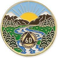 Vista 61 de Moneda AA de 1 año – Medallón de recuperación de ondas estrelladas de Sobriety Mint – azul/blanco/dorado