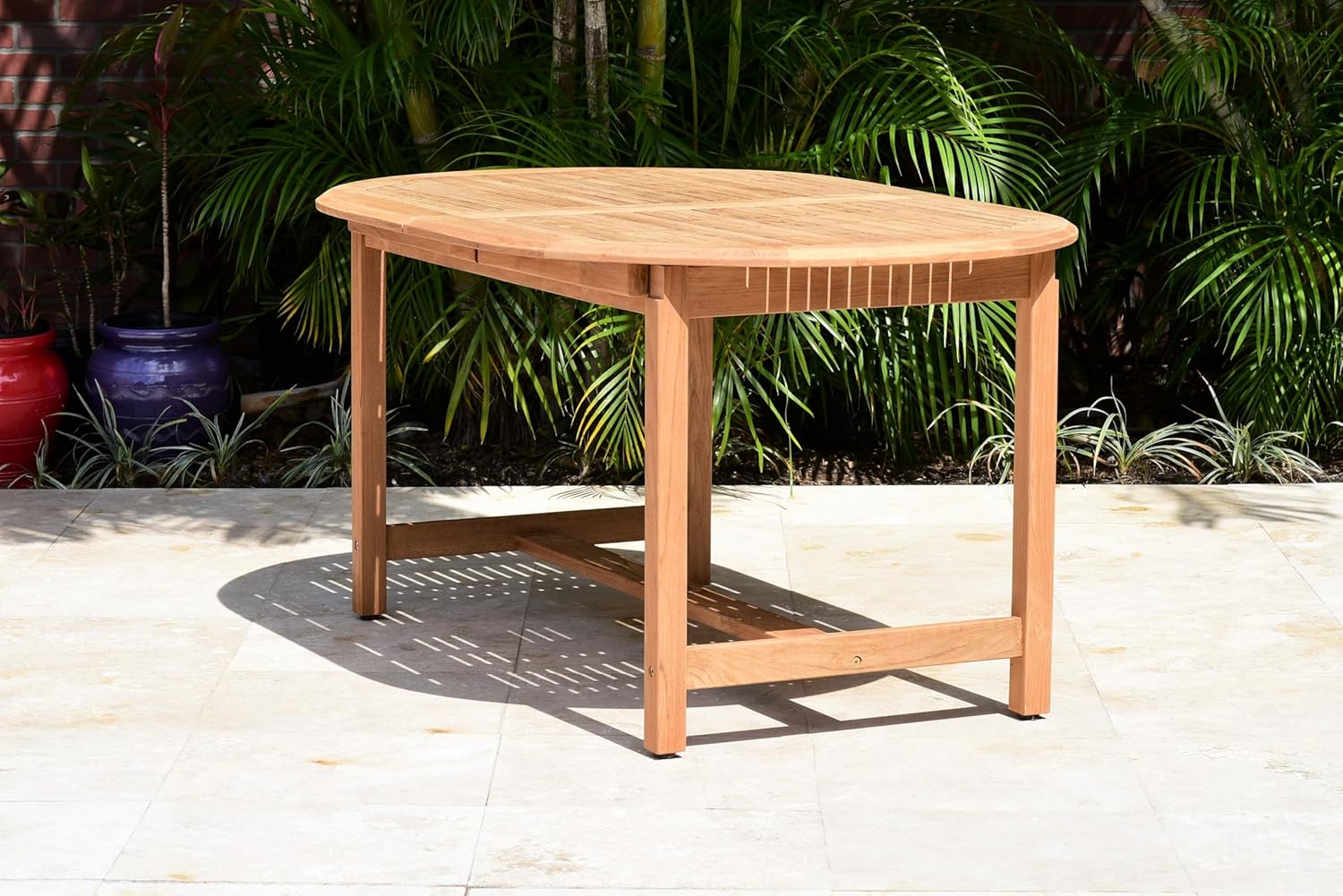 Urban Elements Santorini 7-Piece Oval Patio Furniture Set | 100% Certified Teak | Backyard Furniture, Outside Table and Chairs, Oval Outdoor Dining Set