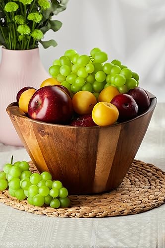 Miniatura 9 de Large wood salad bowl with serving forks mixing, wooden salad bowl set for food or fruits, magnetic utensils fit for 6–8 servings, ideal for family