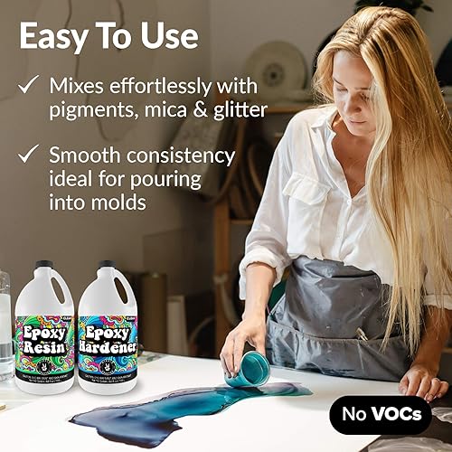 Miniatura 3 de Resina epoxi transparente de 1 galón, kit de 2 partes de resina epoxi para vasos, madera, mesa, encimera, bar y arte artesanal, moldes de resina de