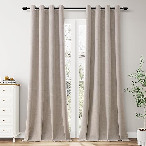 Miniatura 9 de Joywell Cortinas Opacas Totales de Lino Natural de Lino de 84 Pulgadas de Largo, con Ojales Aislamiento Térmico Oscurecimiento de Habitación