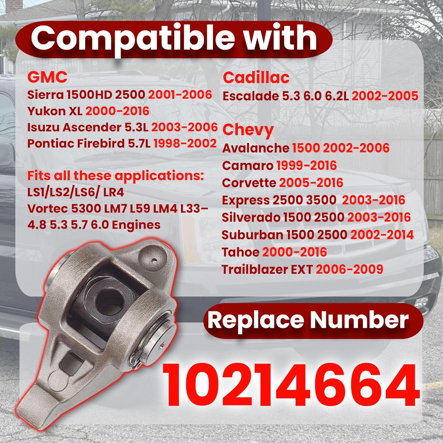 Rocker Arms Trunion Upgrade Kit LS Performance Parts Compatible with GM Small-Block V8 Engine Series LS1 LS2 LS6 Vortec 5300 L59 LM7 LM4 L33 4.8L 5.3L 5.7L 6.0L 10214664