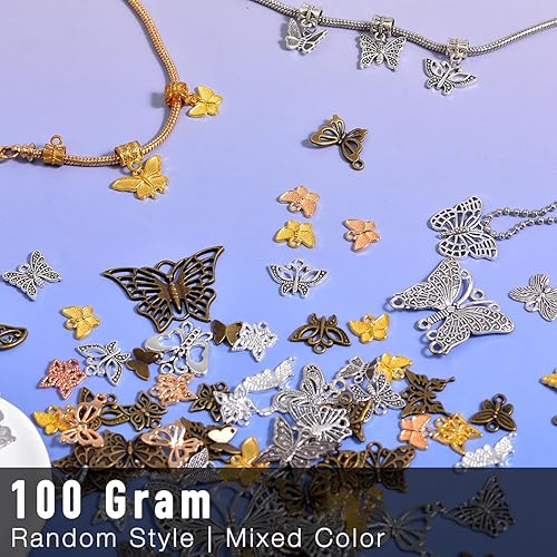 Miniatura 9 de stino Dijes de metal de 3.53 oz para la fabricación de joyas, dijes de plata y oro a granel para hacer collares, joyas y manualidades