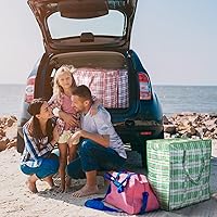 Vista 5 de Hoolerry 8 bolsas grandes de plástico para lavandería con cremallera de 82.5 L, bolsa de mudanza a cuadros resistente con asas para empacar ropa