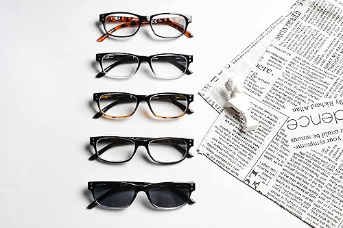 Miniatura 6 de Eyekepper Gafas de lectura clásicas para hombre, paquete de 5 con bisagras de resorte