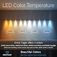 Vista 6 de Great Eagle A19 LED Light Bulbs 60 Watt Equivalent - UL Listed - Cool White 4000K LED Light Bulb - 9W Non Dimmable, 800 Lumens (6 Pack)