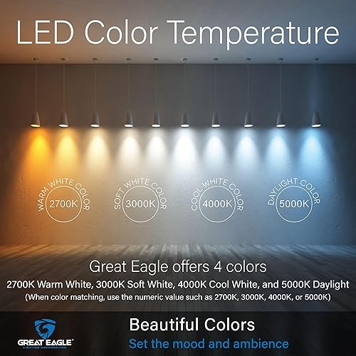 Miniatura 3 de Great Eagle Lighting Corporation Bombilla LED A19, bombillas equivalentes a 60 W, luz diurna de 9 W 5000 K, bombilla LED no regulable, base estándar