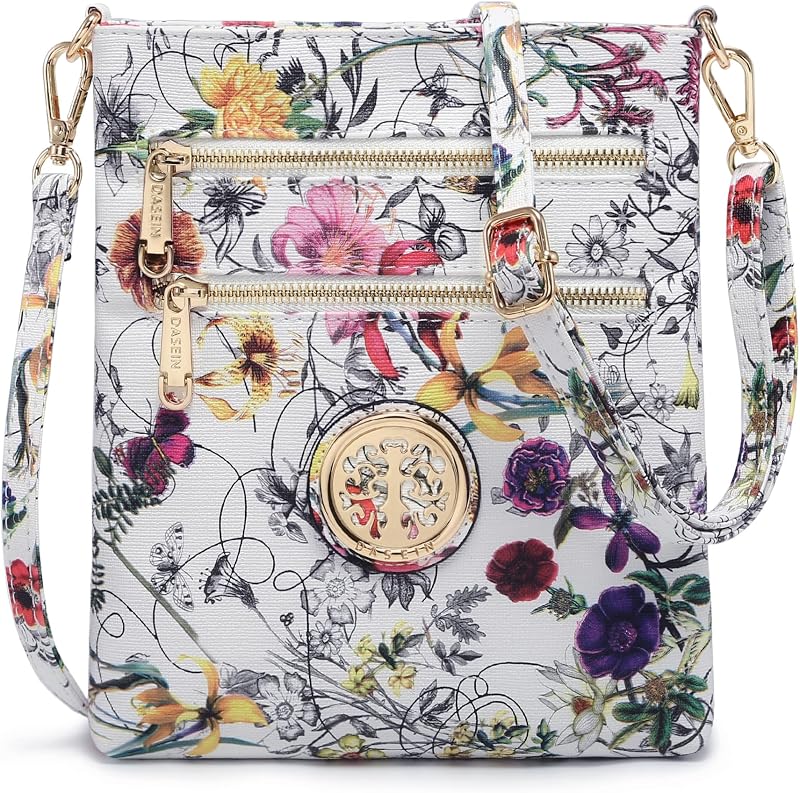 Dasein Bolso bandolera pequeño para mujer, ligero, con múltiples bolsillos con cremallera, bolso para teléfono