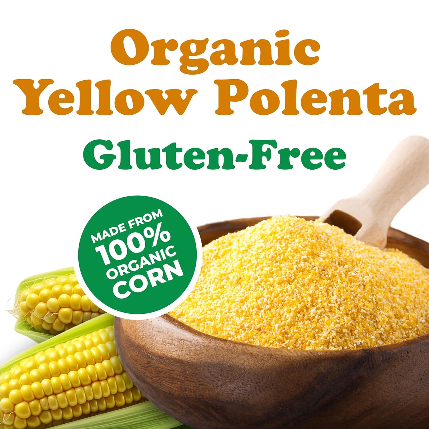 Food to Live Gluten-Free Organic Yellow Polenta, 10 Pounds - Premium Italian Stone-Ground Cornmeal, Non-GMO, Vegan, Kosher - Perfect for Creamy Dishes, Cereal, Porridge & Baking.
