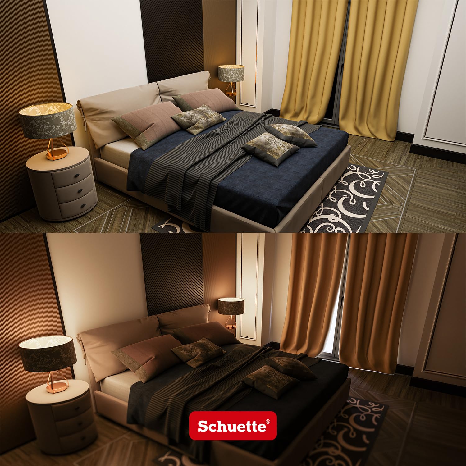 Schuette® Verdunklungsvorhang mit Ösen ● Century Black: Firre Dance (Rot) ● 230x130cm Höhe x Breite (1 Stück) ● Blackout Vorhang Verdunkelung Knitterfrei Pflegeleicht Gardine Thermo Blickdicht