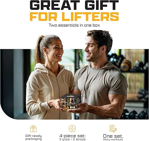 Miniatura 8 de Juego de empuñaduras y correas de muñeca profesionales, empuñaduras antideslizantes en la palma + correas de muñeca de algodón para dominadas, peso