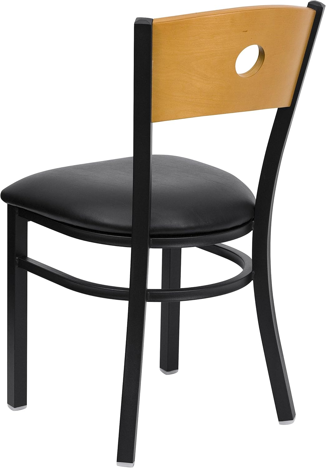 Black Circle Back Steel Frame Side Chair with Vinyl Seat