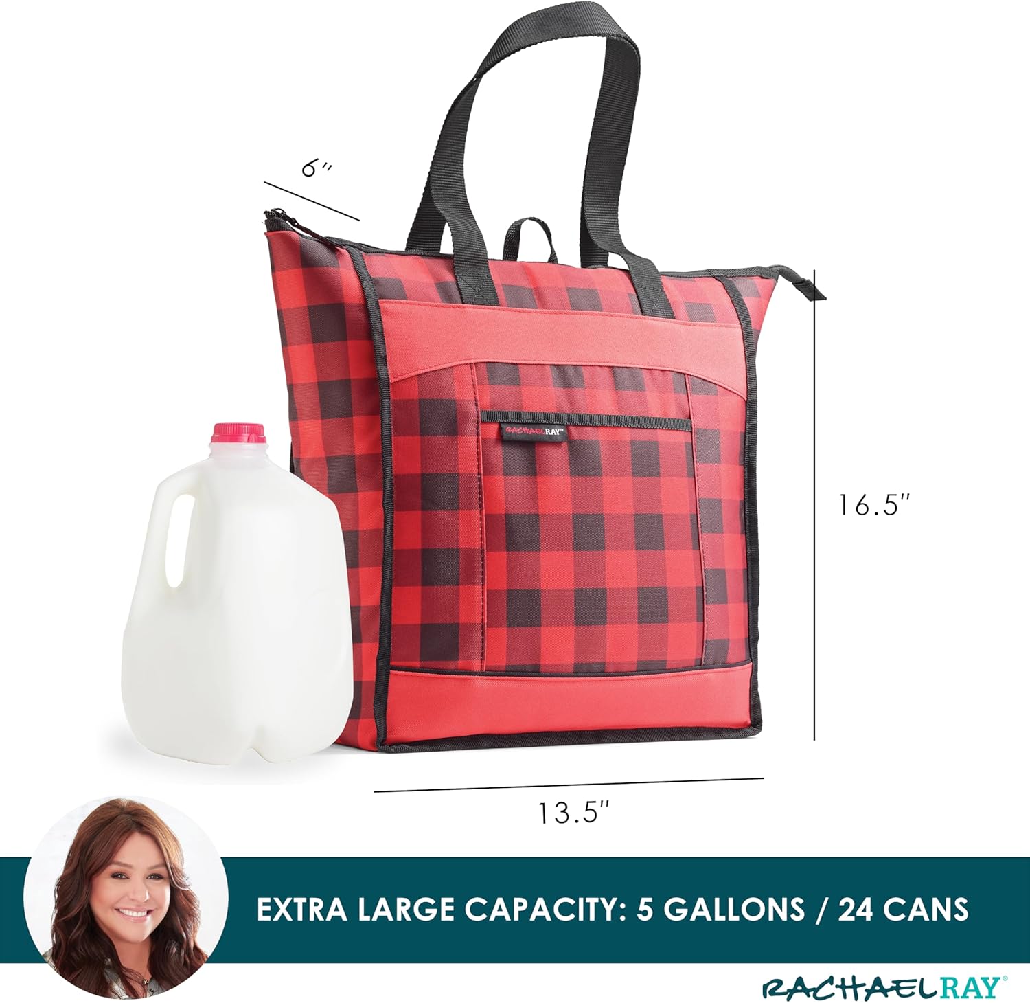 Rachael Ray Chillout Soft Cooler Bag, Large Reusable Insulated Grocery Bag with Zippered Top, Travel Tote for Hot or Cold Food, Grocery Tote Bag